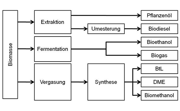 Biokraftstoffe Produktion Herstellung Methoden Pfade